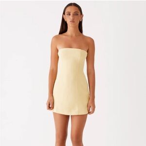Peppermayo Strapless Dress in Light Yellow